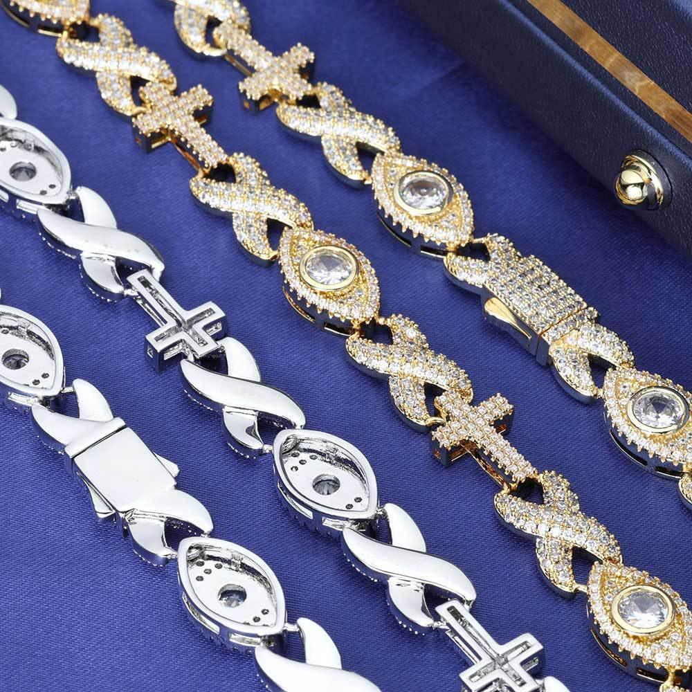 Custom Evil Eye Infinity Cross Necklace Gold Chain Style for Rapper | Caratix - CaratixJewelry